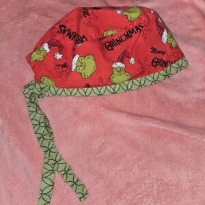 Festive Grinch Scrub Cap - Red and Green